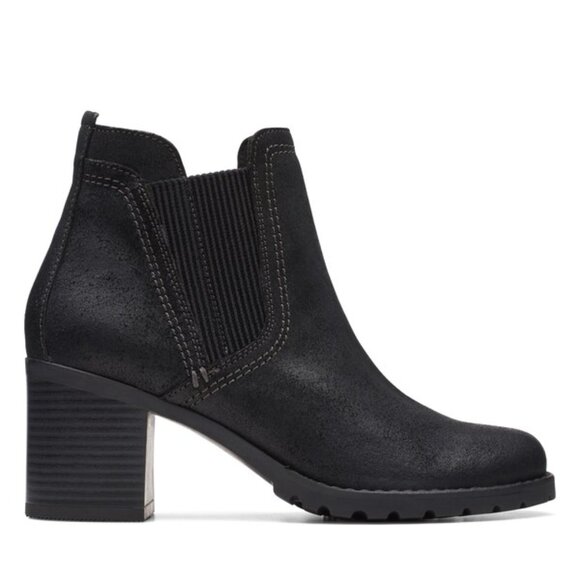 NEW CLARKS Suede Leda Up Chelsea Boots black for women 462mn - Picture 1 of 7